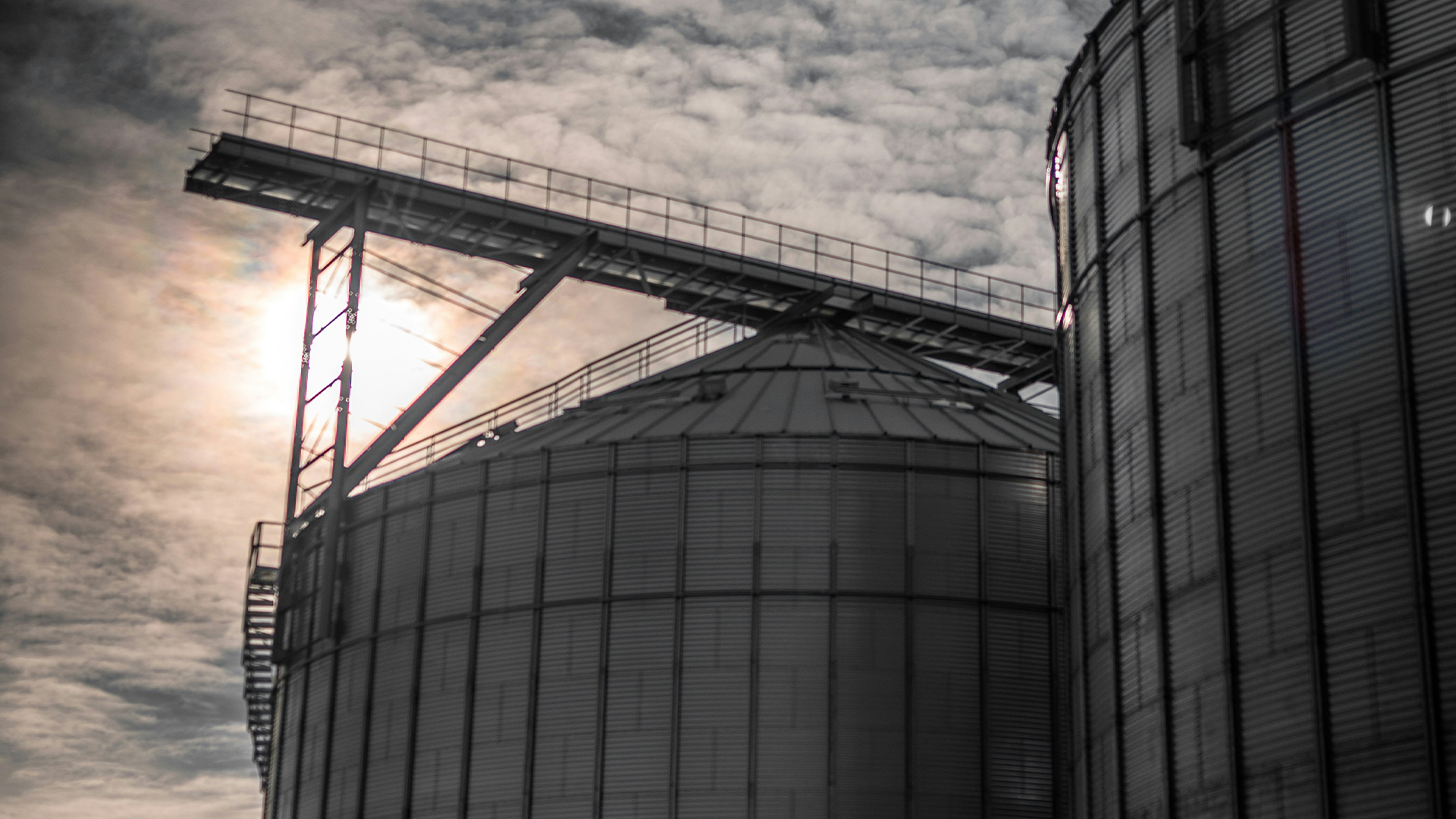 Grain bin black and white